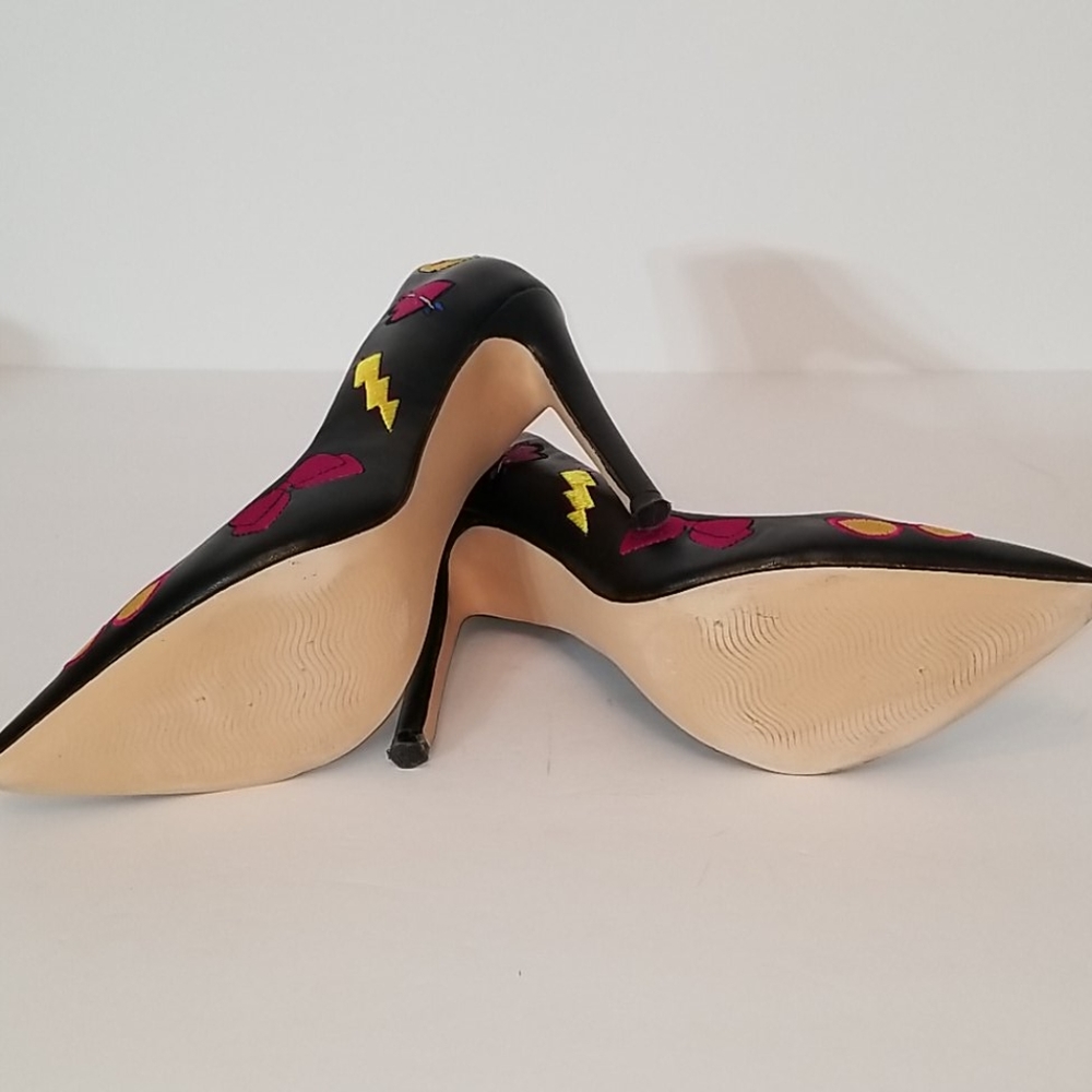Betsey Johnson Black Heels with Pink and Yellow Accents - Picture 4 of 10